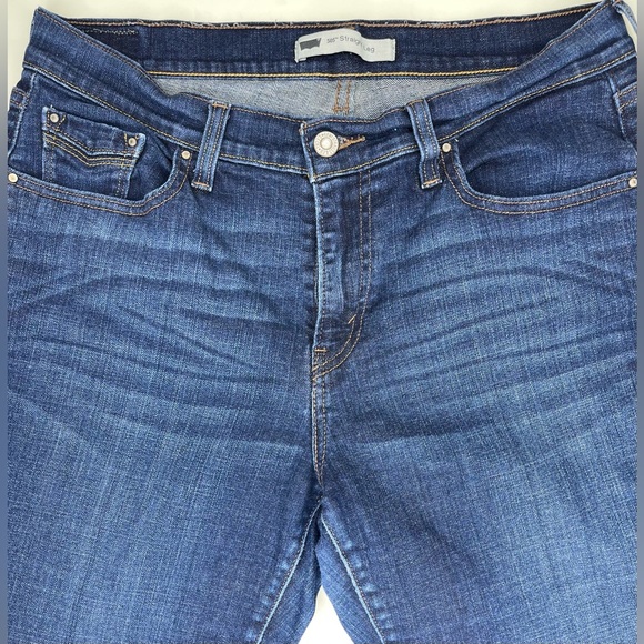 Levis 505 Straight Leg Button Flap Pocket Dark Wash Denim Jeans. - Picture 2 of 6